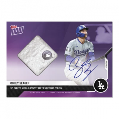 COREY SEAGER WORLD SERIES HR TIES SS RECORD TOPPS NOW BASE RELIC AUTO CARD #463A - Image 1 of 3