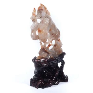 8.58"Natural Agate Dragon & Horse Carving Collectibles Decor Gift AW02 - Picture 1 of 8