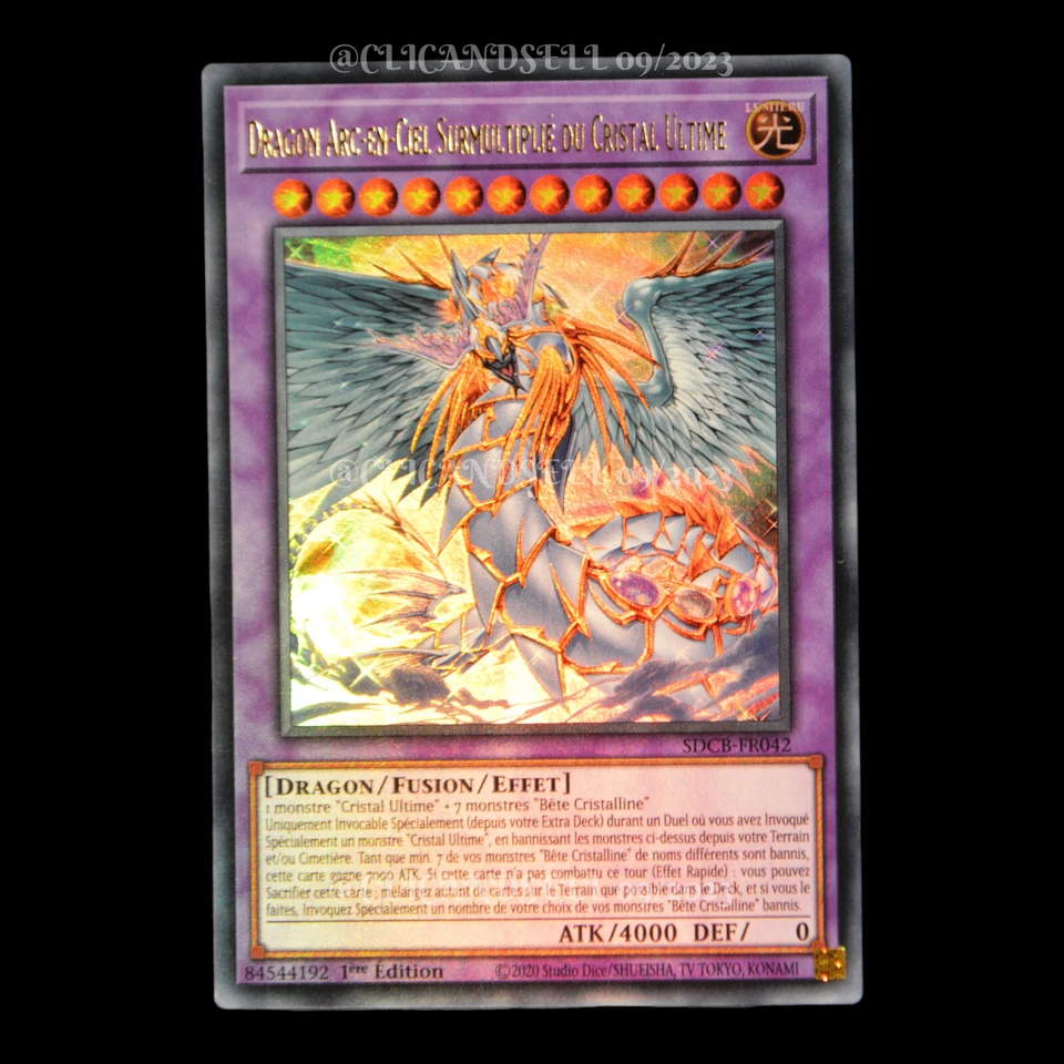 carte YU-GI-OH SDCB-FR042 Dragon Arc-en-Ciel Surmultiplié du Cristal Ultime UR - Photo 1/1