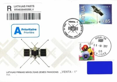 Latvia 2017 (15) Latvian first artificial Earth satellite Venta 1 (a. fdc) - Image 1 of 2