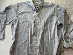 Vintage Work Wear Red Kap Executive White Blue Striped Button Shirt USA XL 18 - Picture 1 of 2