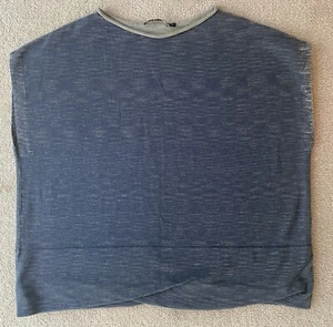 Peruvian Connection Blue Pima Cotton Roll Neck Sleeveless Boxy Sweater Size L - Picture 1 of 12
