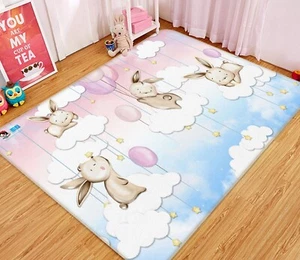3D Cartoon Rabbit R056 Non Slip Rug Mat Round Elegant Carpet Panda - Picture 1 of 5