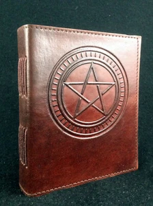 PENTAGRAM Handmade Leather Journal Diary - Pagan Wicca Book of Shadows - Picture 1 of 9