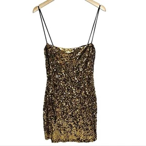 Vestido Reformation Roxi Waldorf Mini Vestido Dorado Nuevo Con Etiquetas Talla Grande - Imagen 1 de 7