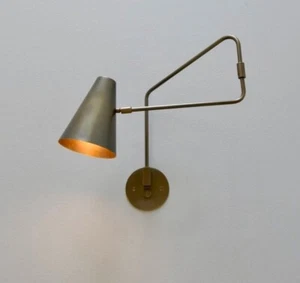Single Light Wall Sconce Lamp Articulated Brass Sconce Mid Century Style Lamp - Picture 1 of 6