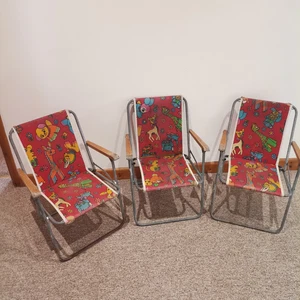 Vintage Childrens Animal Giraffe VW Camper Deck Garden Folding Kids Chair Retro - Bild 1 von 24