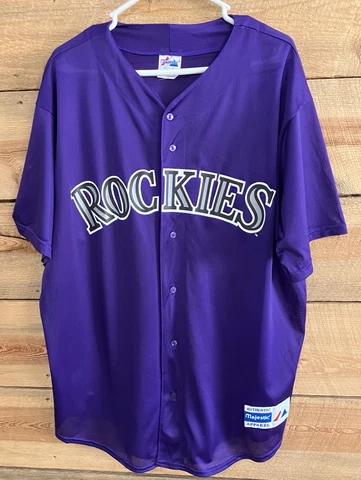Vintage Majestic Colorado Rockies MLB Baseball Jersey Size XL Purple Made In USA Cover