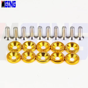BILLET BOLT ENGINE FENDER BUMPER WASHER BAY DRESS UP SCREW JDM ALUMINUM 10PC gd - Bild 1 von 4