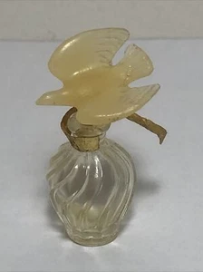 Vtg Small Lalique Glass Perfume Bottle & Plastic Dove Stopper Applicator Marked7 - Picture 1 of 12