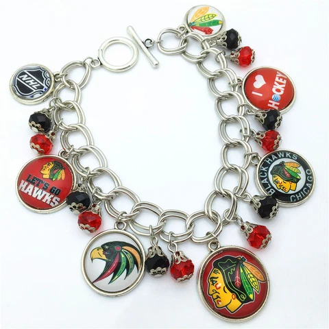 CHICAGO BLACKHAWKS CHARM BRACELET FROM THE "COSTUME JEWELRY KING" HANDMADE Cover