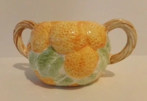 Fitz & Floyd 1987 Double Handle Oranges Citrus Fruit Sugar Bowl - No Lid - Picture 1 of 6
