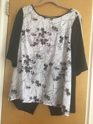 Blusa Kensie Negra Blanca Floral Manga 3/4 Talla L Foto 1 de 4