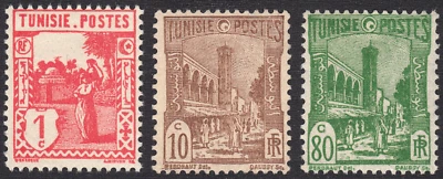 1926-46 Tunisia SC# 74-94 - Mosque, Tunis - 3 Different Stamps - M-H - Image 1 of 2