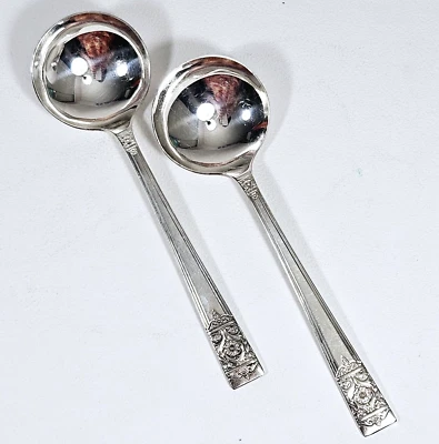 Vtg Inauguration Pattern - National Silver Set of 2 Silver-Plate Bouillon Spoons - Image 1 of 4