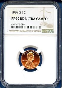 1997 S NGC PF69RD Lincoln Penny 1c One Cent US Mint Coin 1997-S PR-69-RD