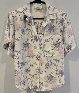 Camicia blusa vintage anni 80 Christian Dior separata 100% seta manica corta! Taglia 4 - Foto 1 di 6