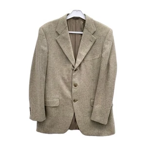 Burberry London Blazer 100% Wool Beige Herringbone 2-Button Coat Italy 48R #Z56 - Picture 1 of 11