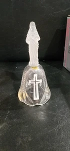 Campana de cristal transparente vintage con cruz esmerilada TRKHM725 - Imagen 1 de 6