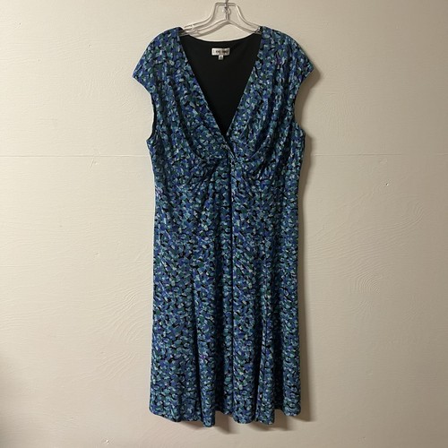 VETEMENTS Abito astratto Jones Studio blu artistico babydoll taglia 18W senza maniche carriera