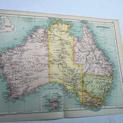 1910: Mapa antigo da Austrália CS #80 atlas físico antiquário impressão antiga - Imagem 1 de 4
