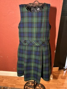Lands’ End Girls 8 Hunter Classic Navy Plaid Girls School Uniform Jumper/dress - Picture 1 of 5