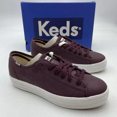 NEW Keds Triple Kick Leather Burgundy Purple Dream Foam Sneakers Shoes Size 6 - Image 1 of 4
