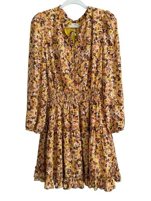 VOY Patricia Women’s Tied Ruffle Accent Long Sleeve Swing Mini Dress Size Large - Image 1 of 4