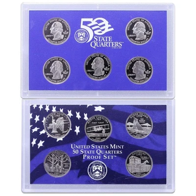 2001 S Proof State Quarter Set Gem DCam No Box or COA 5 Coins CN-Clad US Mint - Image 1 of 4