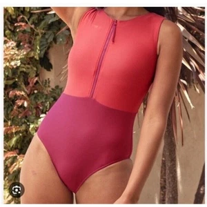 SUMMERSALT The Surge Zip Front One Piece Swimsuit Summer Berry Spritz Plus Sz 22 - Picture 1 of 8