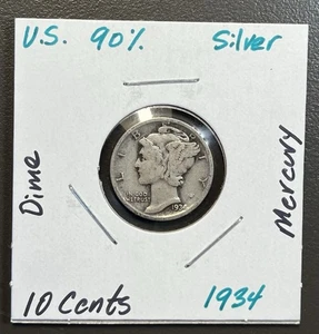 Moneda de diez centavos de mercurio 1934 - 10C / 90% plata. - Imagen 1 de 4