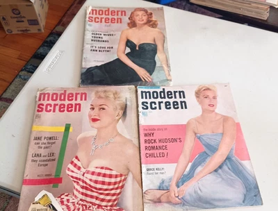 Lot of 3 Vintage Modern Screen Magazines 1953 & 1954 Foto 1 de 4