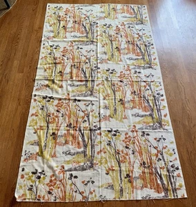 Vintage 1960s 1970s Retro Tree Forest Print Barkcloth Raw Edge Fabric 84" x 47" - Bild 1 von 11