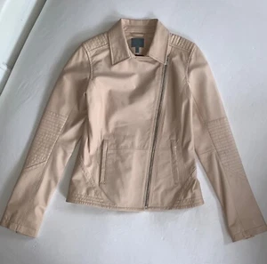 $498 NEW ATHLETA Lt Pink Leather SOFT Salt Flat Moto Jacket SUMMER LAYER Sz XS - Picture 1 of 12