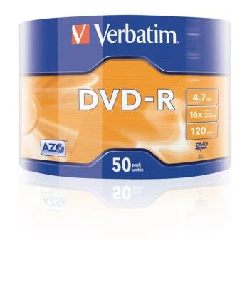 VERBATIM DVD-R 4.7GB 16x Speed 50er Wrap Rohlinge Oberfläche Mattsilber - Bild 1 von 2