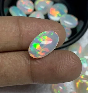 Natural Ethiopian Opal Cabochon, AAA++ Top Quality 5.20 Crt Multi Fire Opal Cabs - Picture 1 of 8