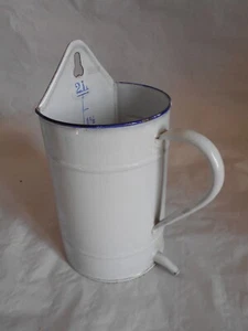 vintage Medical French Enamelware Enema jug 1930s white and blue 2 litre - Picture 1 of 6