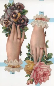WOMENS HANDS w/RING Die Cut Paper Scrap Book Mamelok Press Ltd, Edmunds,England - Picture 1 of 2