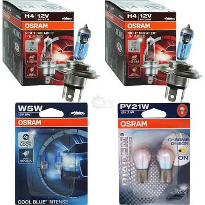 2x OSRAM NIGHT BREAKER UNLIMITED H4 Diadem Chrome PY21W COOL BLUE INTENSE W5W - Bild 1 von 4