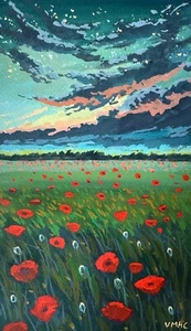 Poppy Painting Original Flowers Signed Landscape Seascape Coastal Wall Art - Picture 1 of 3