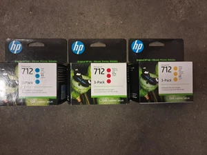 3 HP 712 Tintenpatronen 3-pack 3ED77A 3ED78A 3ED79A f. DesignJet T210 T230 T250 - Afbeelding 1 van 2