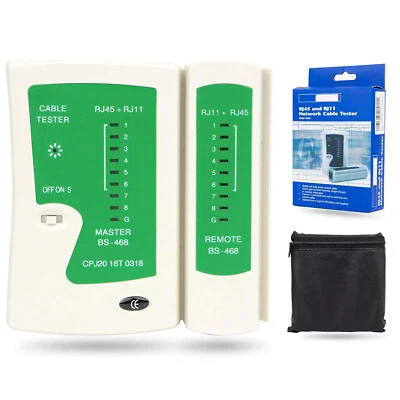 TESTER CAVO DI RETE LAN RJ45 RJ11 TESTER CAVO ETHERNET UTP FTP CAT5 CAT6 - Immagine 1 di 4