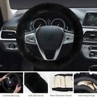 Car Steering Wheel Cover Soft Plush Faux Fur Universal Auto Black *1 Tool K6W4
