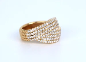 $6,500 David Yurman 18K Yellow Gold Full Pave Diamond Origami Cocktail Ring Band - Picture 1 of 13