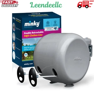 Homecare Minky Outdoor Retractable Dual Clothesline Heavy Duty PVC Coated 2 x 49 - Picture 1 of 11