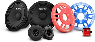 DS18 2X Alto-falante 6,5" + 2X Super Bullet Tweeter 1" + 2X Grelhas de Capa LED RGB - Imagem 1 de 4