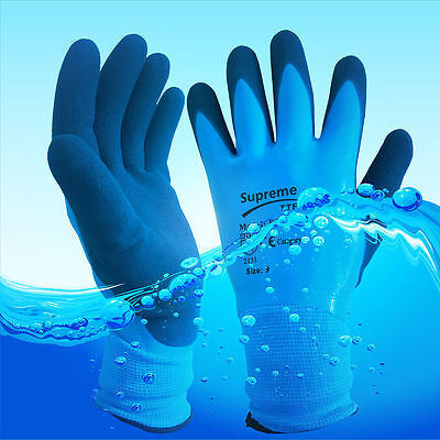 Blue Aqua Fully Latex Coated Waterproof Wet Breathable Nylon Grip Work Gloves • 3.75£