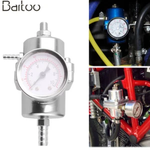 Aluminum Adjustable 1-140 PSI Fuel Pressure Regulator w/ Oil Gauge Fitting - Picture 1 of 10