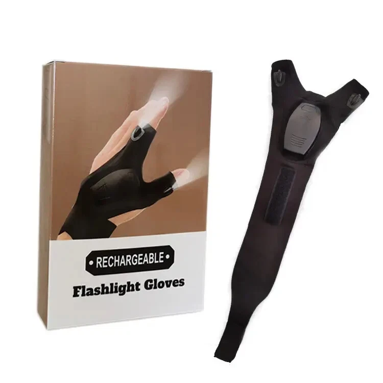 1 pair LED Flashlight Gloves USB Rechargeable Comfortable Fishing Light Glove - Image 1 of 4