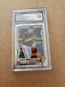 2021 Bowman #BCP-49 Gunnar Henderson Chrome Prospects Atomic Refractor CGC 10 - Picture 1 of 2
